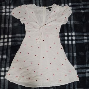 Forever 21 White Dress with Red Hearts
